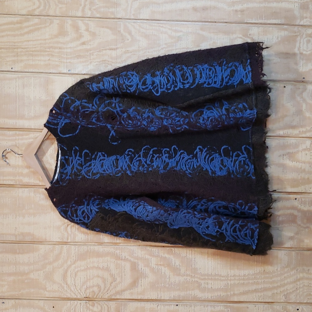 Vitelli New Italy Designer Doomboh Brown Blue Long Sleeve RARE Sweater